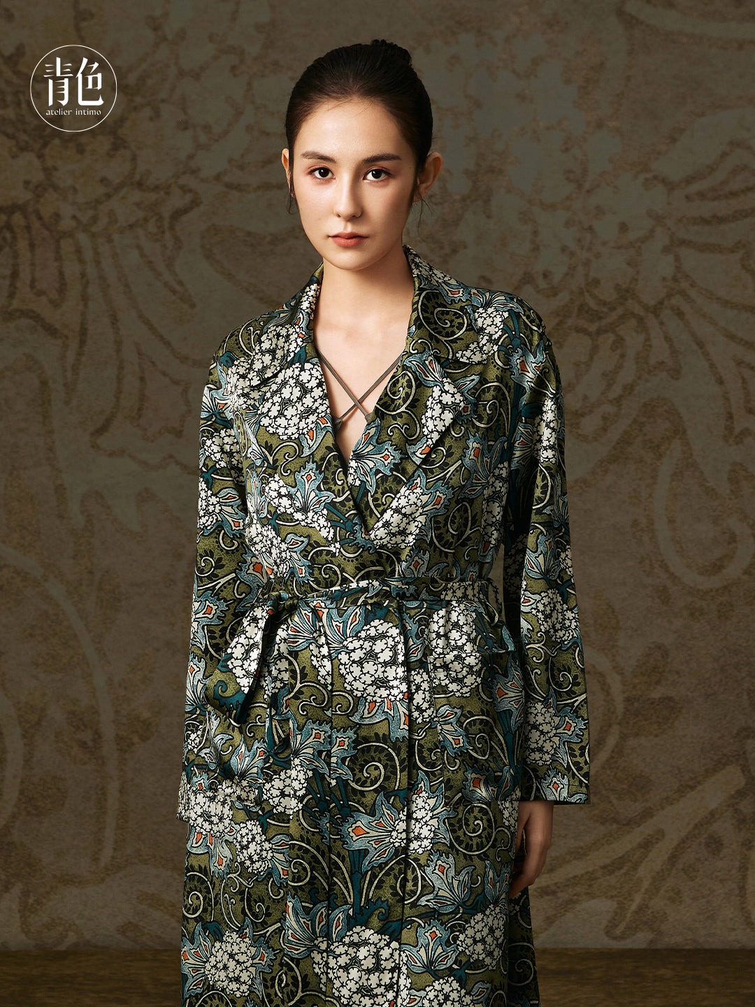 Atelier Intimo Chunhuai Silk Printed Long Robe