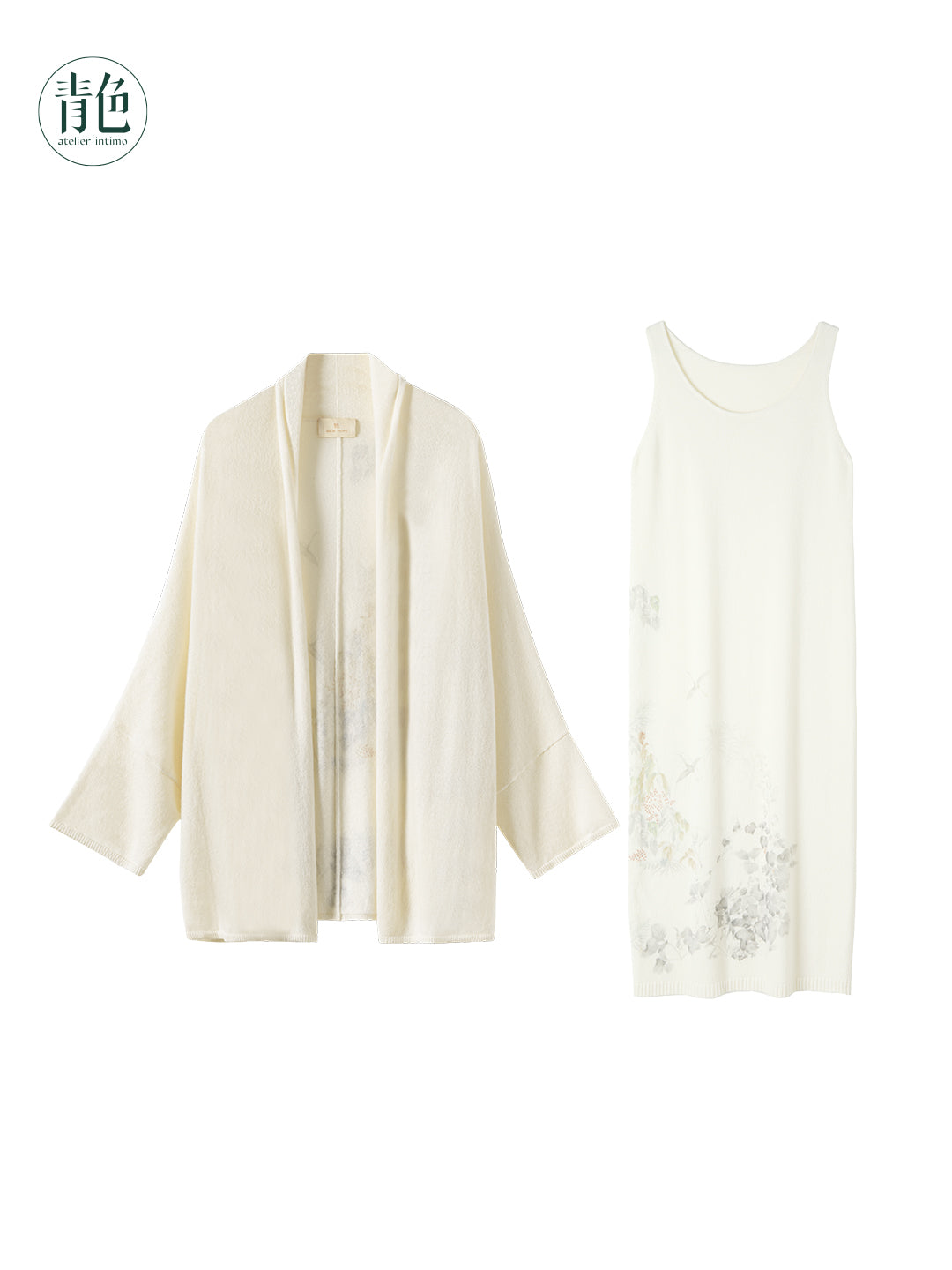 Atelier Intimo Qiuhong Printed Cashmere Cardigan&Long Dress