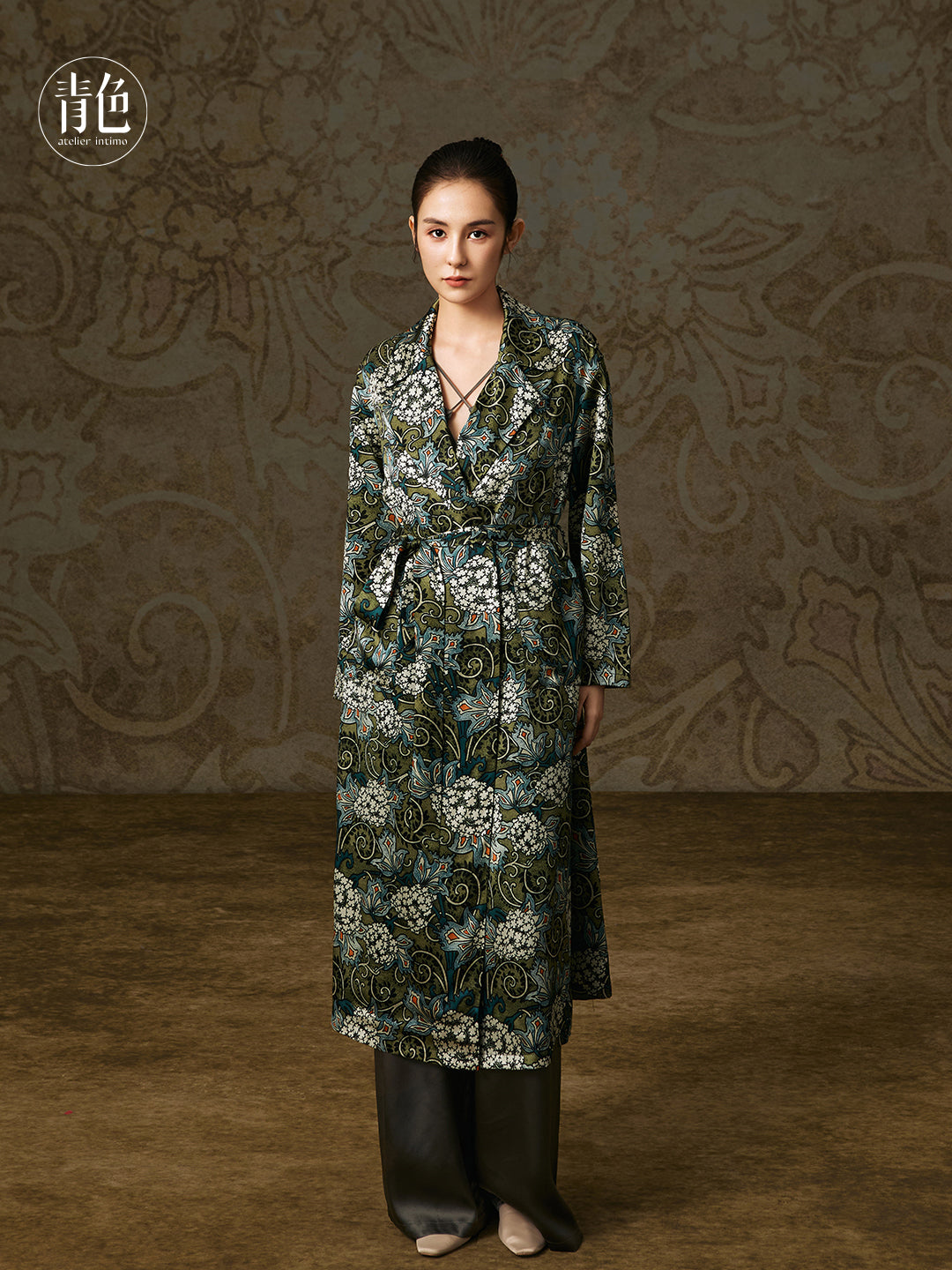Atelier Intimo Chunhuai Silk Printed Long Robe