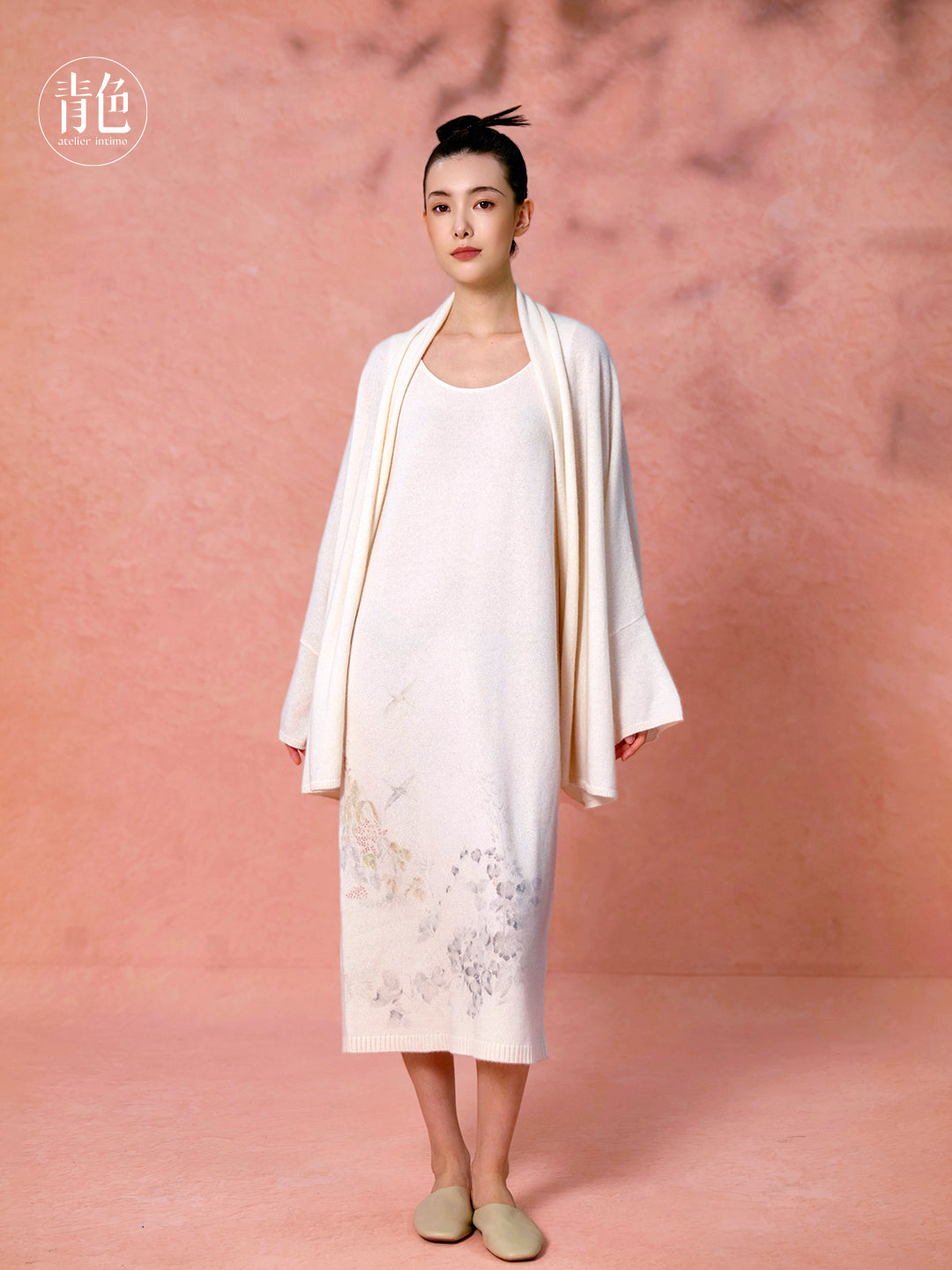 Atelier Intimo Qiuhong Printed Cashmere Cardigan&Long Dress