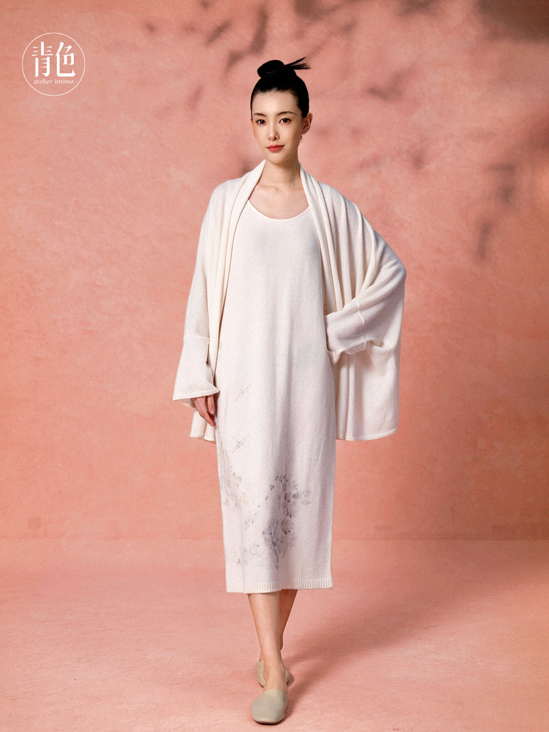 Atelier Intimo Qiuhong Printed Cashmere Cardigan&Long Dress