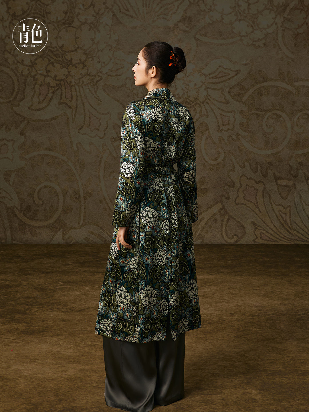 Atelier Intimo Chunhuai Silk Printed Long Robe