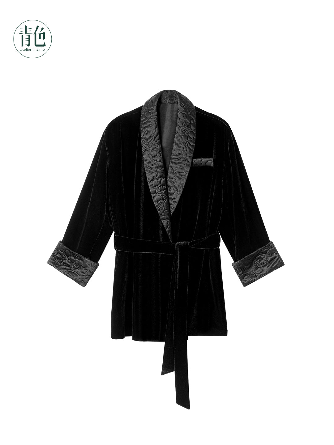 Atelier Intimo Yuebai Velvet and Cotton-Quilted Short Robe