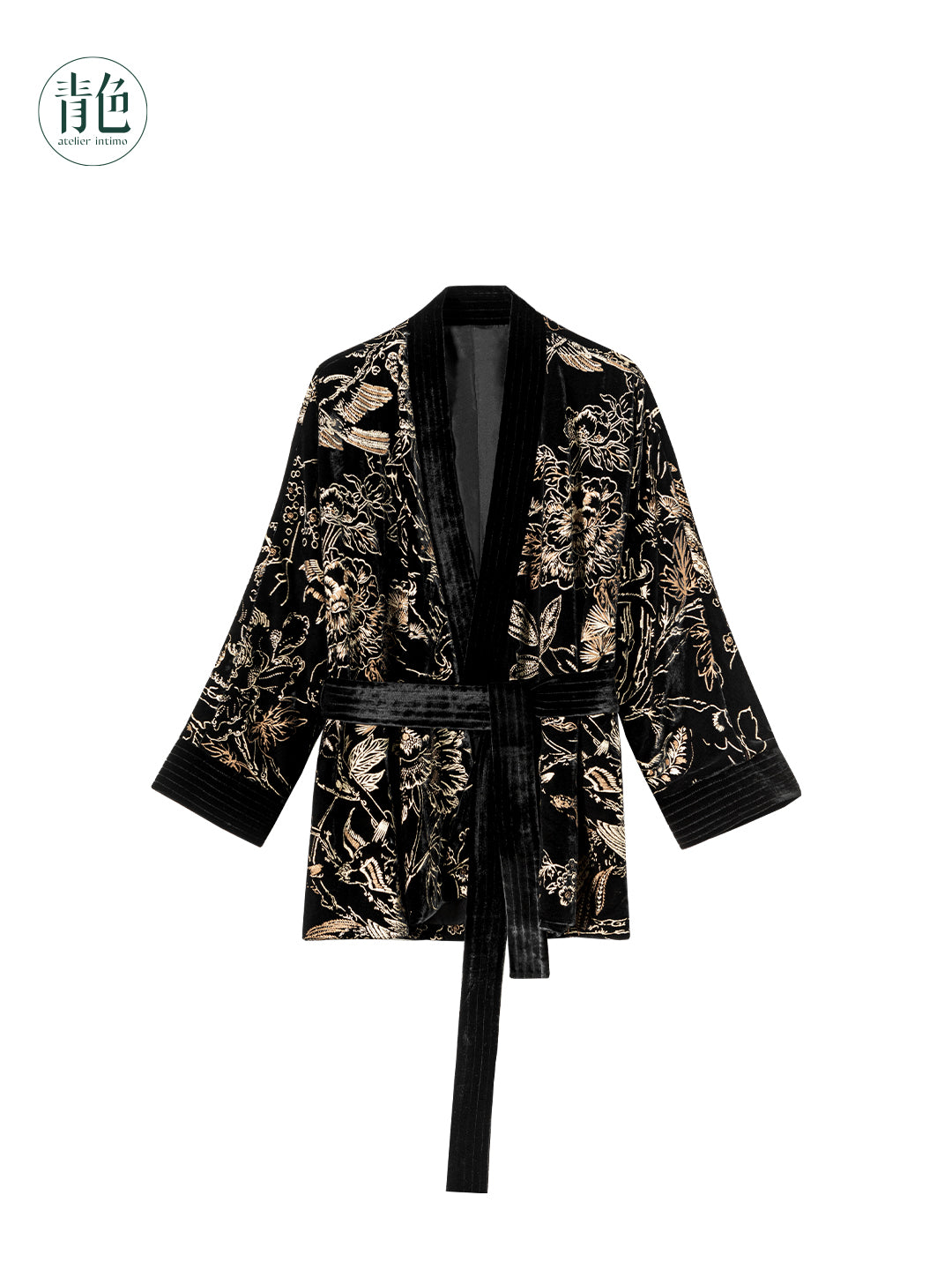 Atelier Intimo Shutang Printed Velvet Short Robe